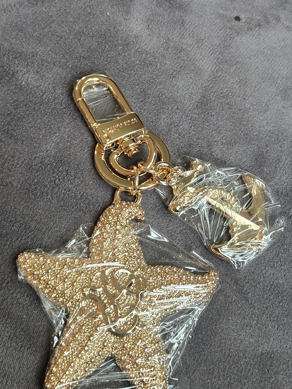 LV Gold Star Glitter Keychain Charm